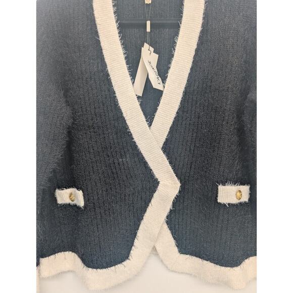 NWT L'AGENCE Georgia Contrast Cardigan Blazer Size XXL Black/White #3D513 - Picture 4 of 14